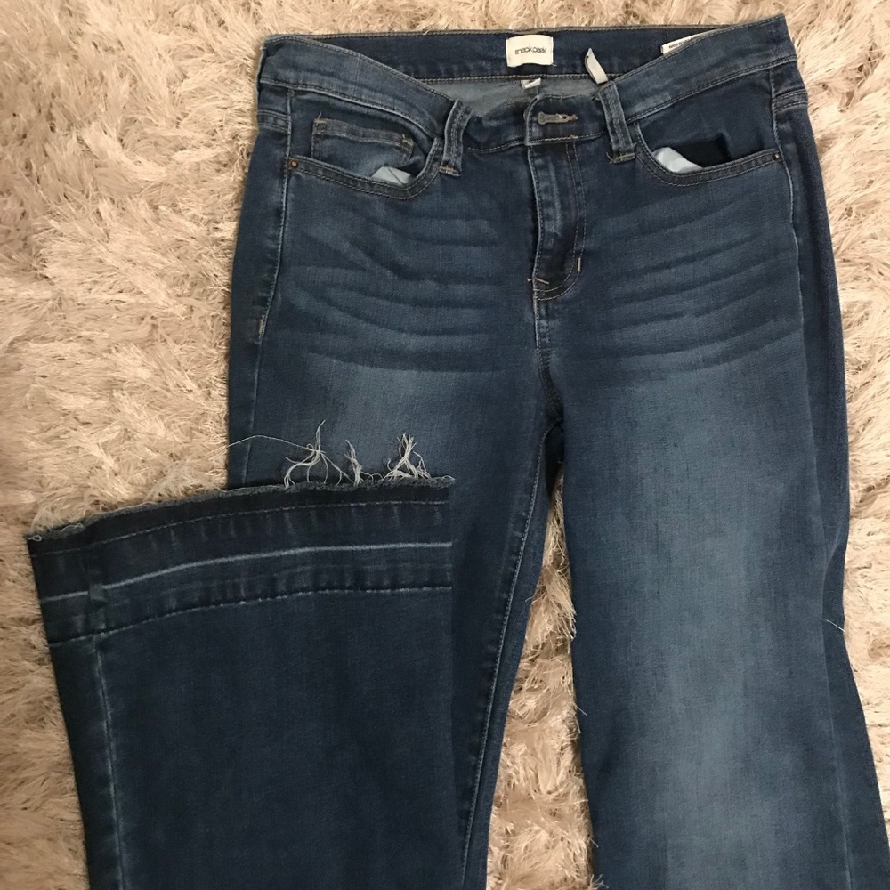 Sneak Peek Flare Jeans with Frayed Detail Size 9